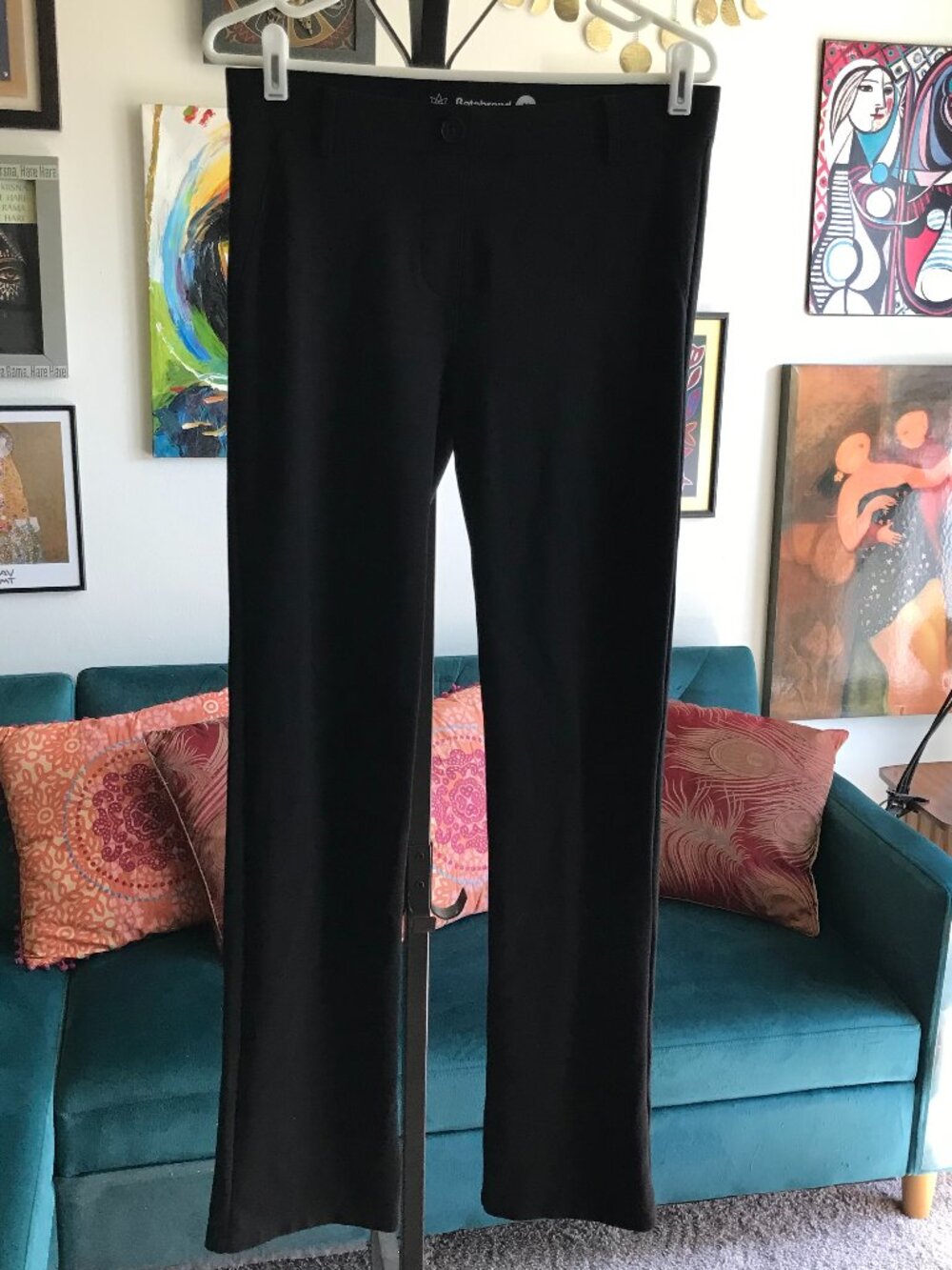BETABRAND size M Black Stretch Ponte Knit Pull-On Straight Leg Yoga Pants